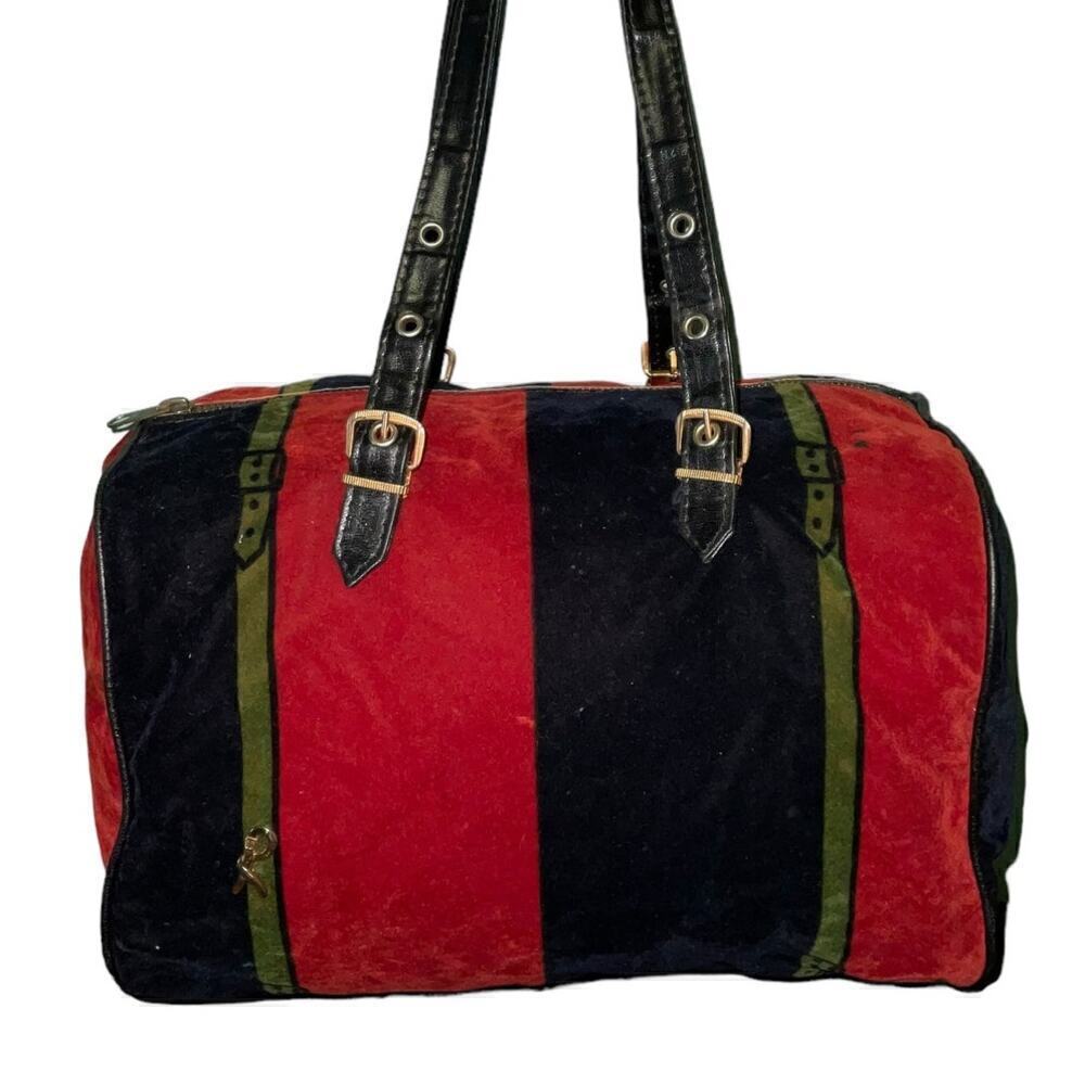 Vintage Roberta di Camerino Velour Trompe L'oeil Duffle Boston Bag - Picture 14 of 14